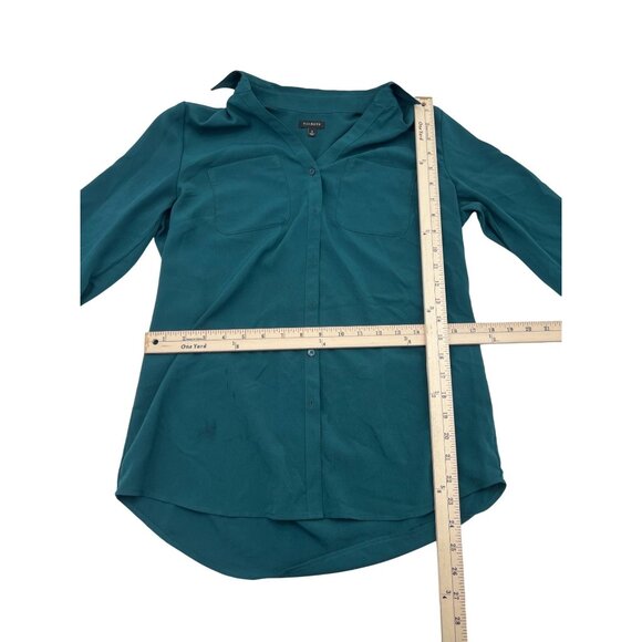 Talbots Women's size Small Teal Button-Front Long Sleeve Blouse Career - Picture 3 of 5